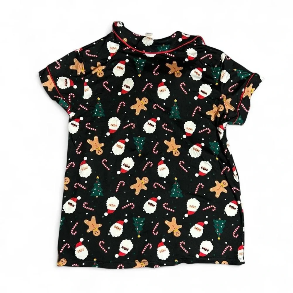 Festive Black Holiday Pajama Top
